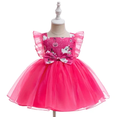1 2 3 Years Baby Girls Halloween Dress Cute Cartoon Pumpkin Lamp Cosplay Little Princess Girls Dress Party Gift Kids Clothes